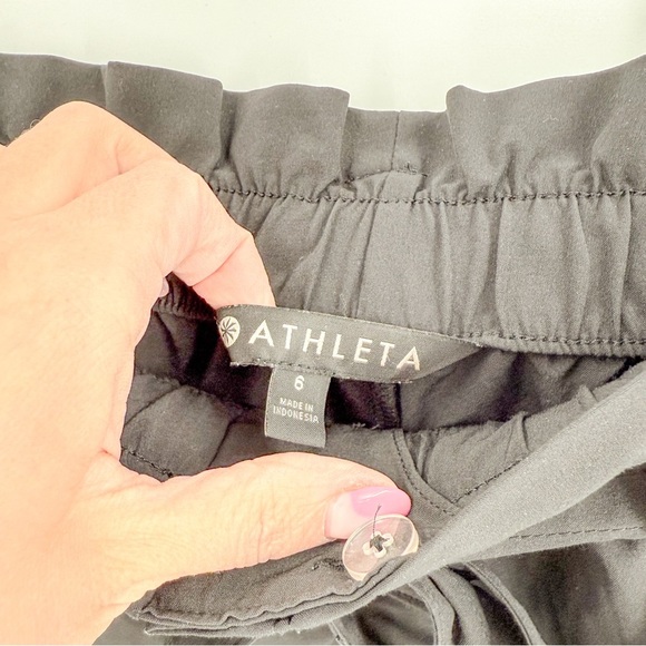Athleta Black High Waist Shorts with Elegant Belt - Picture 3 of 5